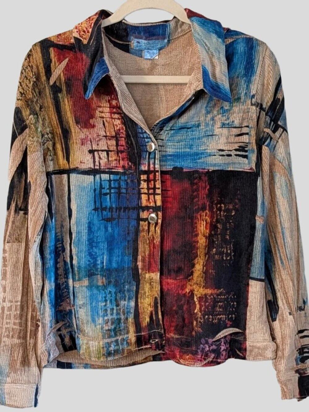 Impulse California Abstract Shacket M Chenille Texture Wearable Art Jacket USA